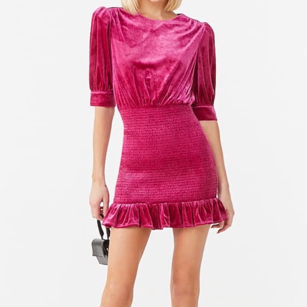 Velvet Smocked Mini Dress